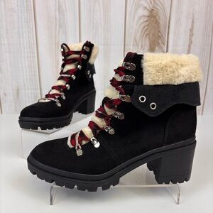 JellyPop Mission Hiking Boots Moto Chunky Hiker Combat Ankle Boot Black Size 9.5